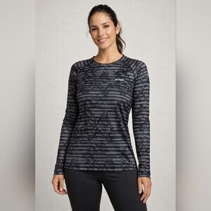 Columbia Women's Striped Black and Gray Long Sleeve Tee